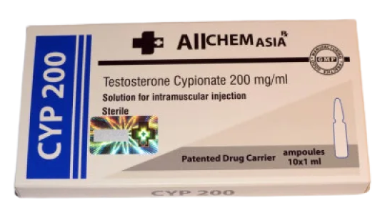 Testosterone Cypionate 1ml 200mg Allchem Asia (10 ампул)